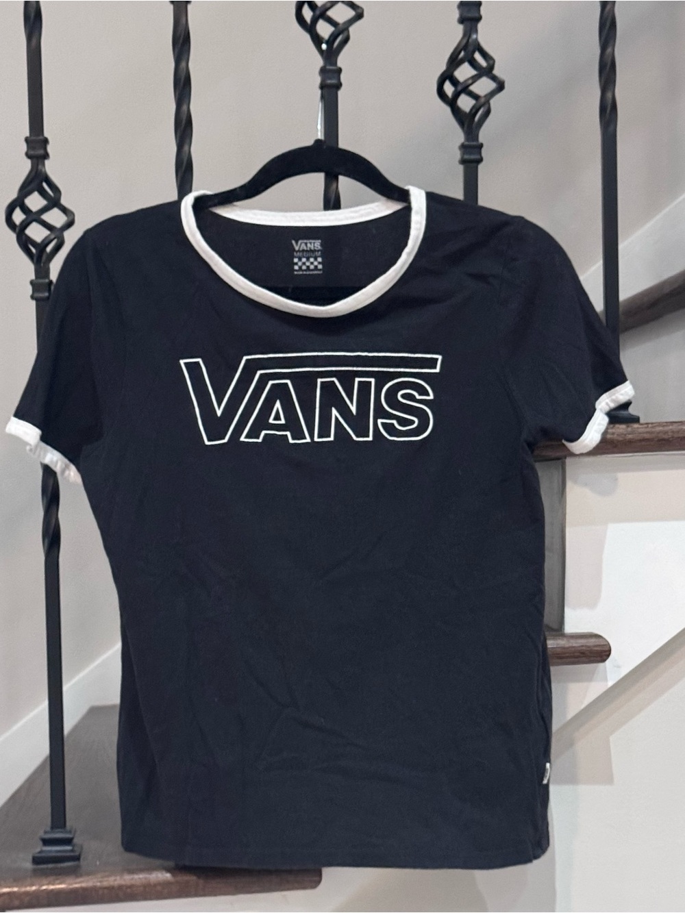Vans Black Tee with White Checker Logo